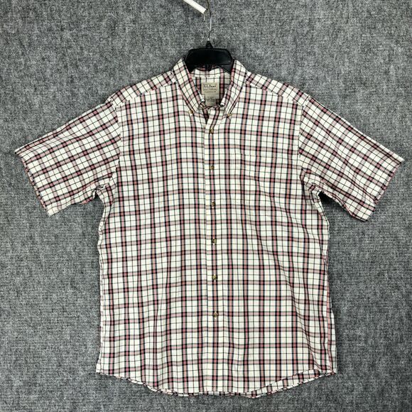 LL Bean Shirt Mens‎ L Traditional Fit Plaid Short-Sleeve Business Casual Travel - Picture 1 of 10